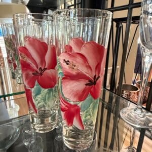Hand-Painted-Floral-Glassware-Set-Boscul-Peanut-Butter-Glasses