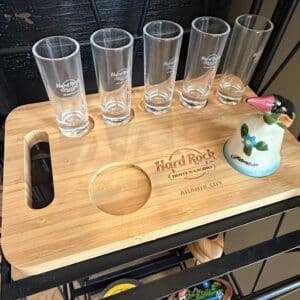 Hard-Rock-Hotel-Casino-Atlantic-City-Bamboo-Shot-Glass-Serving-Tray-with-Thimble