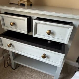 Light-Blue-Accent-Table-with-Two-Drawers-and-Shelf-second-image