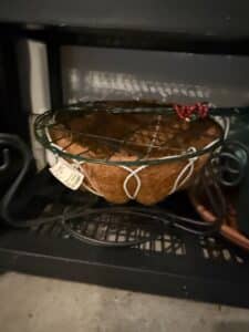 Panacea-Steel-Hanging-Basket-with-White-Rope-Trim-and-Berry-Accent