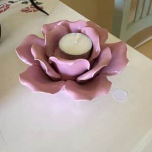 Pink-Ceramic-Rose-Votive-Candle-Holder