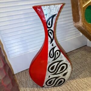 Red-and-White-Paisley-Ceramic-Vase