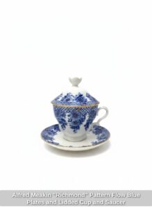 Alfred-Meakin-Richmond-Pattern-Flow-Blue-Plates-and-Lidded-Cup-and-Saucer-third-image