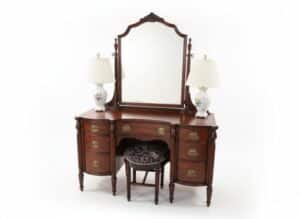 Antique-Mahogany-Serpentine-Front-Vanity-with-Mirror-and-Stool-second-image-1