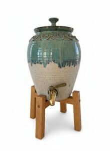 Art-Pottery-Water-Dispenser-with-Wooden-Stand-second-image-1