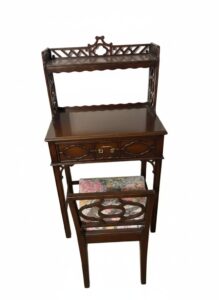Chippendale-Style-Mahogany-Butlers-Tray-Table-with-Stool