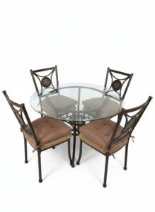 Round-Glass-Top-Dining-Set-with-Metal-Chairs-second-image