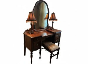 Vintage-Vanity-Desk-with-Mirror-and-Stool-second-image-1