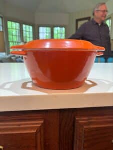 Copco-Denmark-D-Orange-Enamel-Cast-Iron-Saucepan