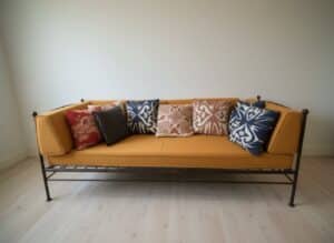 Mid-Century-Modern-Daybed-with-Metal-Frame-and-Burnt-Orange-Upholstery-second-image
