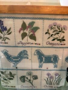Vintage-Embroidered-Herbal-Sampler-with-Farm-Animals-third-image