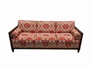 Vintage-Three-Seater-Sofa-with-Red-and-Cream-Damask-Upholstery-fourth-image
