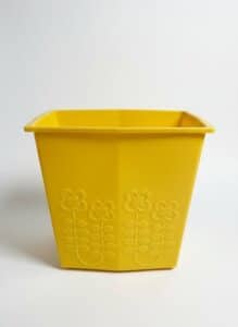 Yellow-Loma-Plastic-Wastebasket-with-Embossed-Flowers-third-image-1