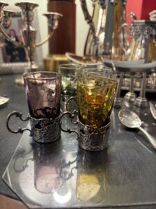 Antique-Silver-Plated-Shot-Glasses-with-Colored-Glass-Inserts-and-Russian-Motifs