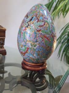 Large-Cloisonn-Butterfly-Egg-with-Wooden-Stand-1