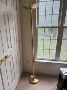 Mid-Century-Modern-Brass-Torchiere-Floor-Lamp-with-Aqua-Glass-Accent