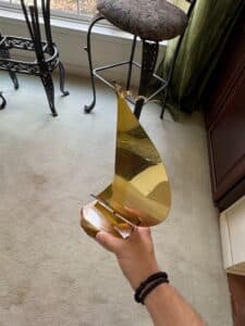 Signed-DeMott-Brass-Sailboat-Sculpture-on-Natural-Stone-Base-third-image