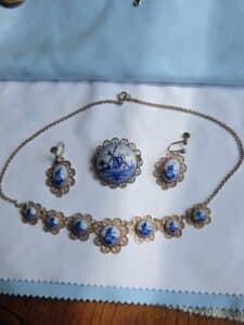 Silver-Delft-Blue-Windmill-Jewelry-Set