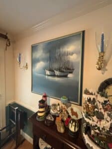 Carlson-Original-Oil-on-Canvas-Painting-of-Anchored-Ships