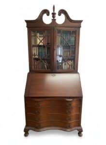 Chippendale-Style-Mahogany-Secretary-Desk-with-Bookcase-Top-by-Jasper-Cabinet-Company