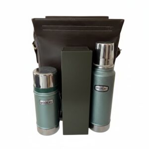 Vintage-Aladdin-Stanley-Picnic-Set-with-Leather-Case-and-Two-Thermos-Bottles
