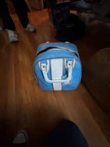 Vintage-Brunswick-Wind-Jammer-Single-Ball-Bowling-Bag-with-ball-and-shoes-third-image