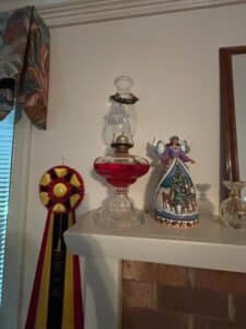 Vintage-Cranberry-Glass-Oil-Lamp