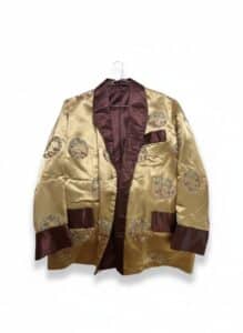 Vintage-Gold-and-Brown-Silk-Smoking-Jacket