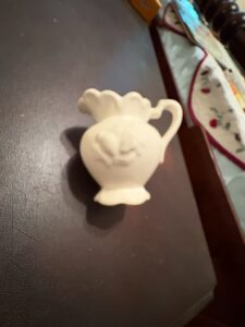 Vintage-USA-Pottery-Creamer-with-Grape-or-Fruit-Design