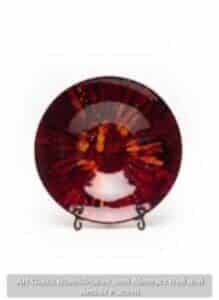 Art-Glass-Bowls-or-Plates-with-Abstract-Red-and-Amber-Pattern-219x300-2