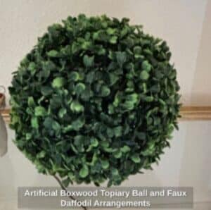 Artificial-Boxwood-Topiary-Ball-and-Faux-Daffodil-Arrangements-300x298-2