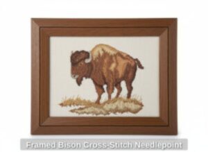 Framed-Bison-Cross-Stitch-Needlepoint-300x219-2