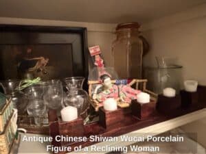 Antique-Chinese-Shiwan-Wucai-Porcelain-Figure-of-a-Reclining-Woman-second-image