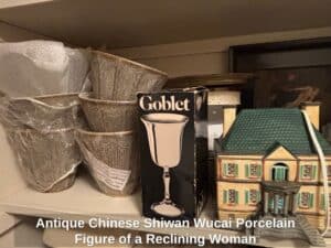 Antique-Chinese-Shiwan-Wucai-Porcelain-Figure-of-a-Reclining-Woman-third-image