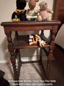 Antique-Oak-Barley-Twist-Two-Tier-Side-Table-with-Glass-and-Cane-Inserts
