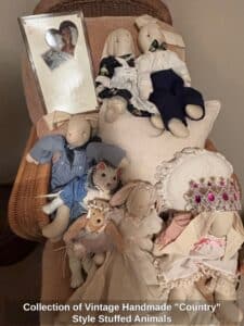 Collection-of-Vintage-Handmade-Country-Style-Stuffed-Animals
