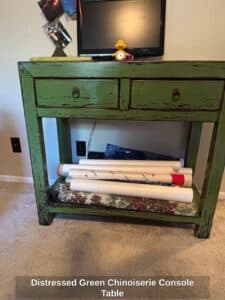 Distressed-Green-Chinoiserie-Console-Table