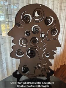 Uwe-Pfaff-Abstract-Metal-Sculpture-Double-Profile-with-Swirls