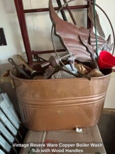 Vintage-Revere-Ware-Copper-Boiler-Wash-Tub-with-Wood-Handles