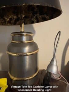 Vintage-Tole-Tea-Canister-Lamp-with-Gooseneck-Reading-Light