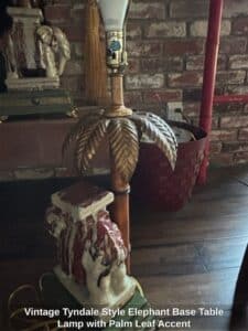 Vintage-Tyndale-Style-Elephant-Base-Table-Lamp-with-Palm-Leaf-Accent-second-image
