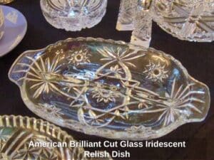 American-Brilliant-Cut-Glass-Iridescent-Relish-Dish