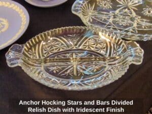 Anchor-Hocking-Stars-and-Bars-Divided-Relish-Dish-with-Iridescent-Finish