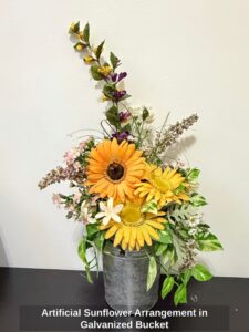 Artificial-Sunflower-Arrangement-in-Galvanized-Bucket