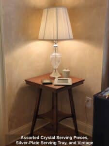 Assorted-Crystal-Serving-Pieces-Silver-Plate-Serving-Tray-and-Vintage-Crystal-Table-Lamp-second-image