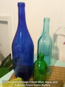 Assorted-Vintage-Cobalt-Blue-Aqua-and-Emerald-Green-Glass-Bottles