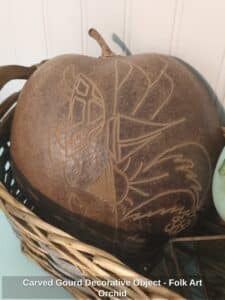 Carved-Gourd-Decorative-Object-Folk-Art-Orchid