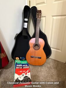 Classical-Acoustic-Guitar-with-Cases-and-Music-Books