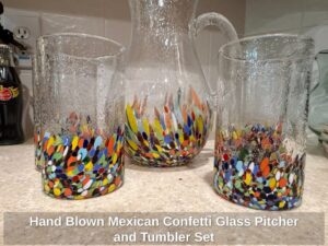 Hand-Blown-Mexican-Confetti-Glass-Pitcher-and-Tumbler-Set-second-image