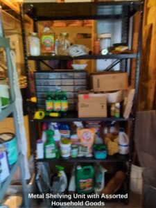 Metal-Shelving-Unit-with-Assorted-Household-Goods